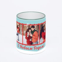 Кружка с зеленой ручкой и ободком