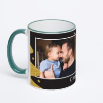 Кружка с зеленой ручкой и ободком