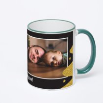 Кружка с зеленой ручкой и ободком