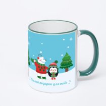 Кружка с зеленой ручкой и ободком