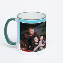 Кружка с зеленой ручкой и ободком