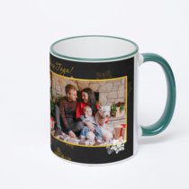 Кружка с зеленой ручкой и ободком