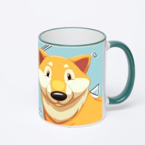 Кружка с зеленой ручкой и ободком