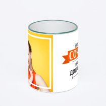 Кружка с зеленой ручкой и ободком