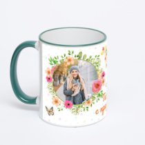 Кружка с зеленой ручкой и ободком