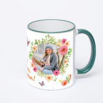 Кружка с зеленой ручкой и ободком