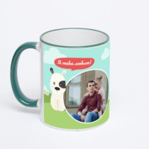 Кружка с зеленой ручкой и ободком