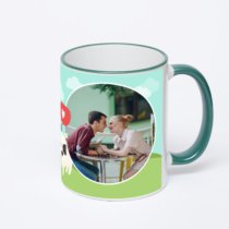 Кружка с зеленой ручкой и ободком