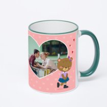 Кружка с зеленой ручкой и ободком