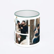 Кружка с зеленой ручкой и ободком