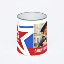 Кружка с зеленой ручкой и ободком