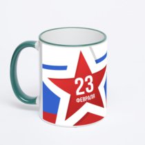 Кружка с зеленой ручкой и ободком