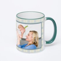 Кружка с зеленой ручкой и ободком