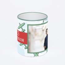 Кружка с зеленой ручкой и ободком