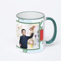 Кружка с зеленой ручкой и ободком