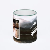 Кружка с зеленой ручкой и ободком