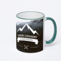 Кружка с зеленой ручкой и ободком