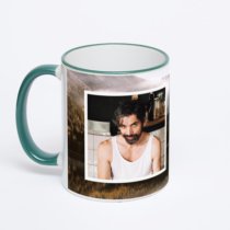 Кружка с зеленой ручкой и ободком