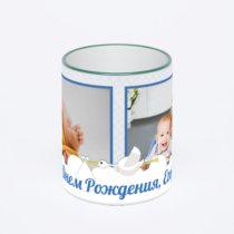 Кружка с зеленой ручкой и ободком