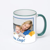 Кружка с зеленой ручкой и ободком