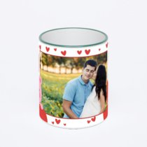 Кружка с зеленой ручкой и ободком