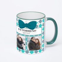 Кружка с зеленой ручкой и ободком