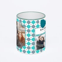 Кружка с зеленой ручкой и ободком