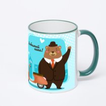 Кружка с зеленой ручкой и ободком