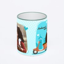 Кружка с зеленой ручкой и ободком