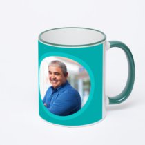 Кружка с зеленой ручкой и ободком