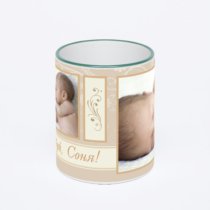 Кружка с зеленой ручкой и ободком