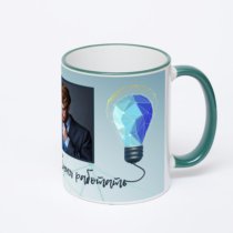 Кружка с зеленой ручкой и ободком