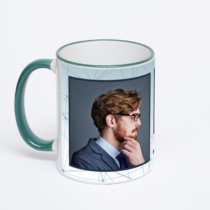 Кружка с зеленой ручкой и ободком