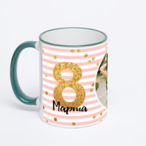 Кружка с зеленой ручкой и ободком