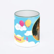 Кружка с зеленой ручкой и ободком