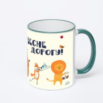 Кружка с зеленой ручкой и ободком