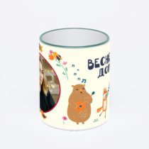 Кружка с зеленой ручкой и ободком