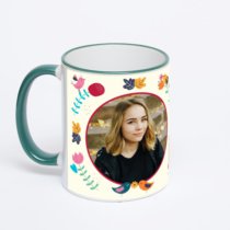 Кружка с зеленой ручкой и ободком