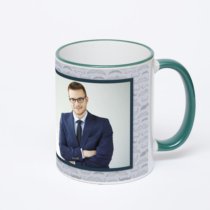 Кружка с зеленой ручкой и ободком