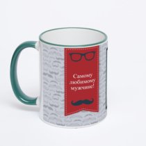 Кружка с зеленой ручкой и ободком