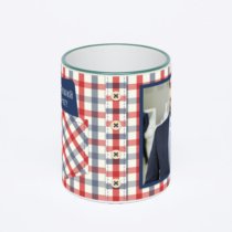 Кружка с зеленой ручкой и ободком