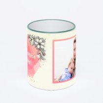 Кружка с зеленой ручкой и ободком