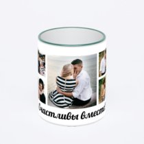 Кружка с зеленой ручкой и ободком