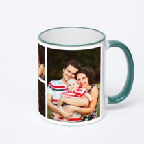 Кружка с зеленой ручкой и ободком