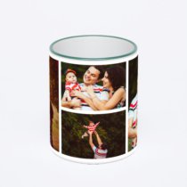 Кружка с зеленой ручкой и ободком