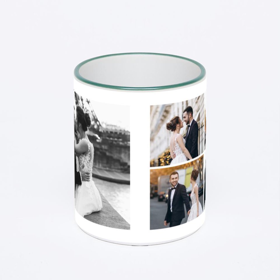 Кружка с зеленой ручкой и ободком