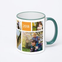 Кружка с зеленой ручкой и ободком