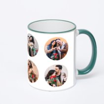 Кружка с зеленой ручкой и ободком