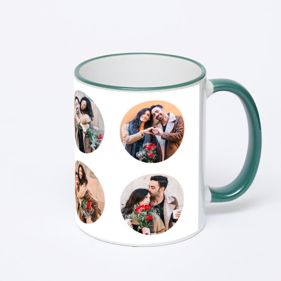 Кружка с зеленой ручкой и ободком