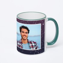 Кружка с зеленой ручкой и ободком